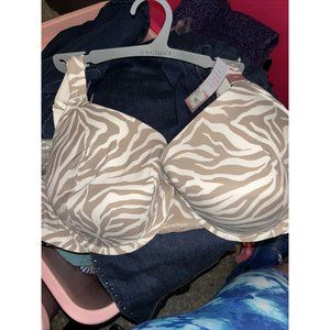 NWT LANE BRYANT LIGHTLY LINED ZEBRA PRINT BRA 46c